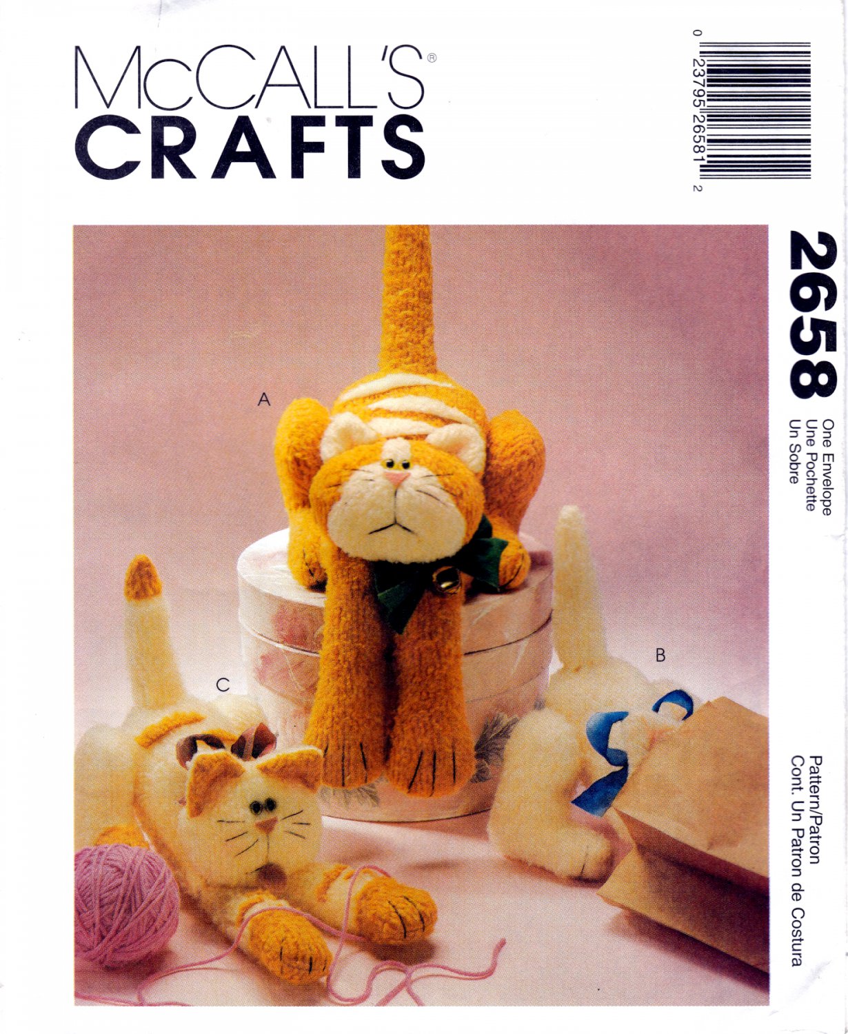 McCall's 2658 Crazy Cats Crafts Sewing Pattern Sizes OSZ Mom and Kittens