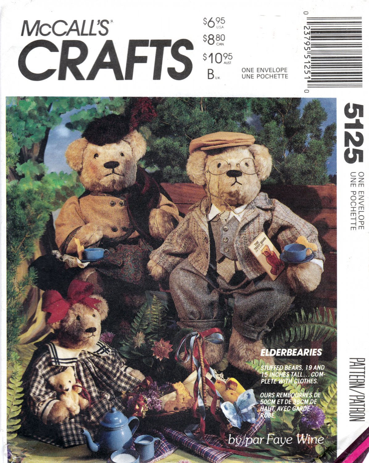 McCall's 5125 Elderbearies Stuffed Bear Dolls Clothes Bag Sewing Pattern Sizes OSZ
