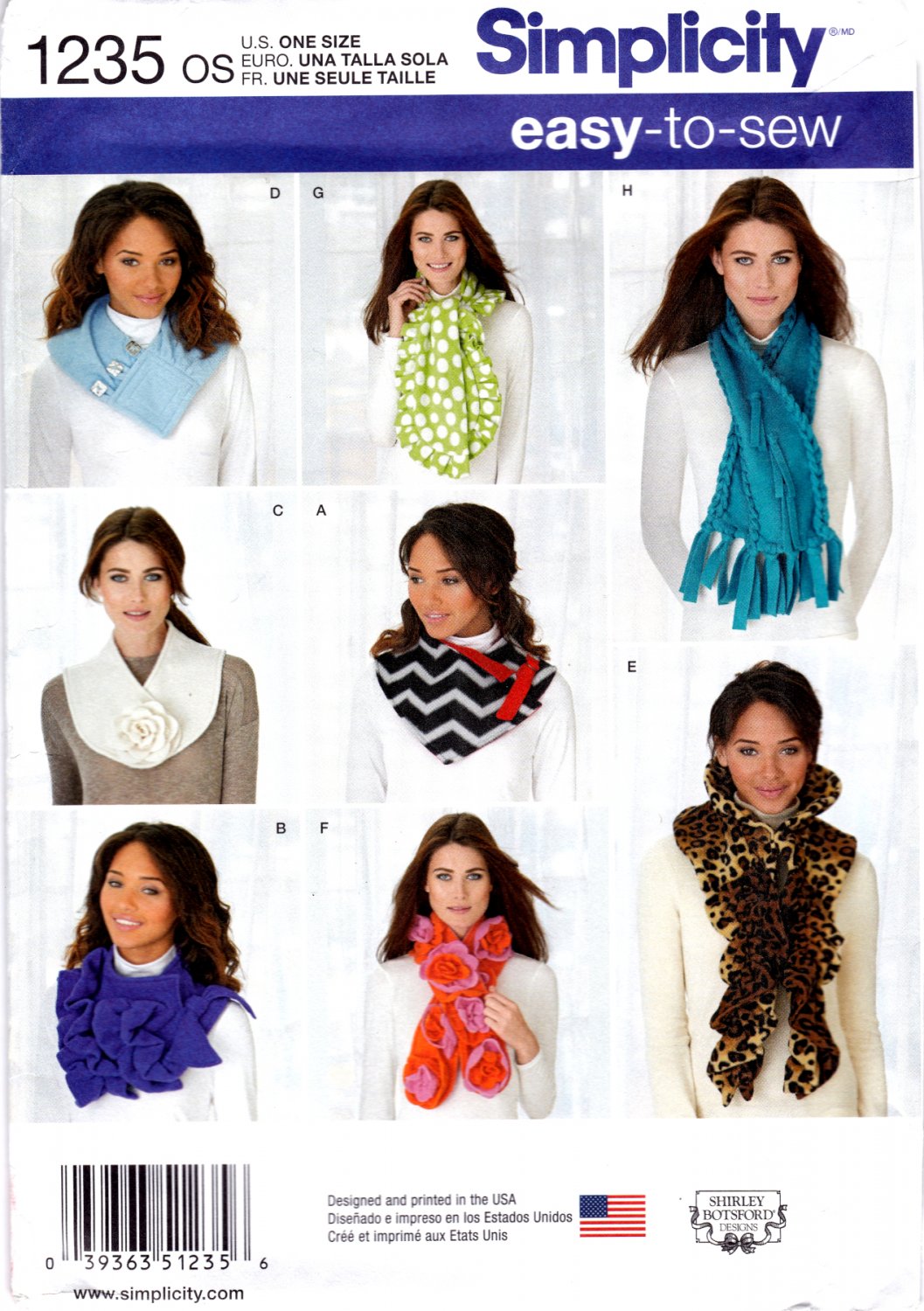 Simplicity 1235 Easy To Sew Variety Scarves Sewing Pattern Fashion Accessories Size OSZ