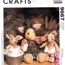 McCall's 9667 Crafts Stuffed Pig Dolls with Clothes Sewing Pattern Size OSZ