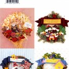 Butterick 4225 No Sew Four Seasonal Wreaths Crafts Sewing Pattern Size OSZ