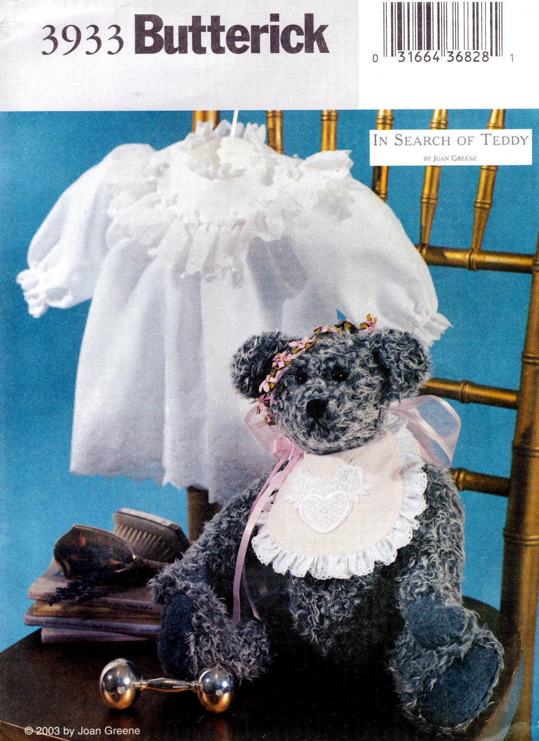 Butterick 3933 Plush Victorian Stuffed Bear and Outfit Crafts Sewing Pattern Size OSZ