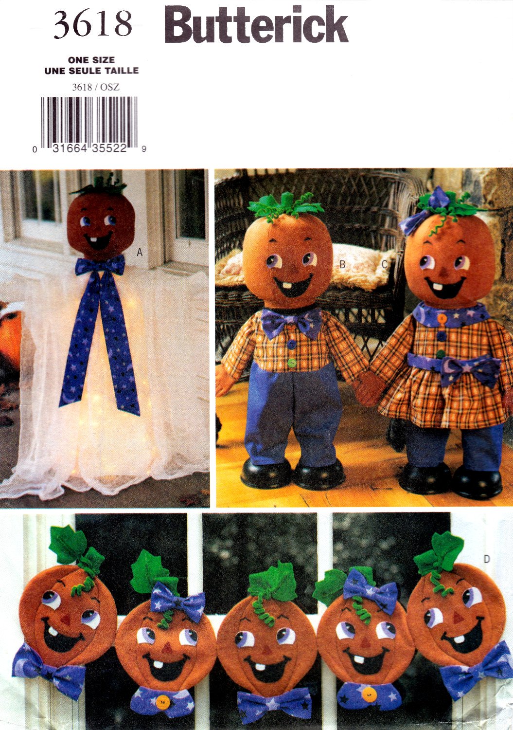Butterick 3618 Halloween Garland Ghost Boy and Girl Greeters Sewing Pattern Size OSZ