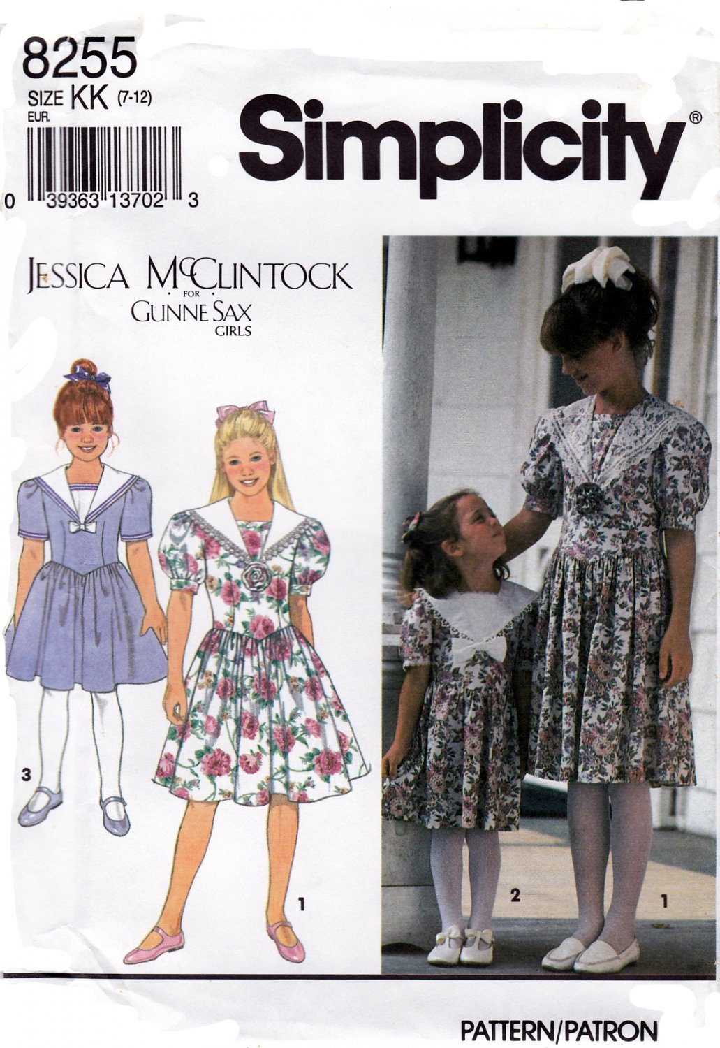 Simplicity 8255 Girls Childs Dress Knee Length Sewing Pattern Sizes 7-12