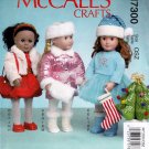 McCall's M7300 Doll Winter Clothes for 18* Doll Accessories Stocking Tree Sewing Pattern Sizes OSZ