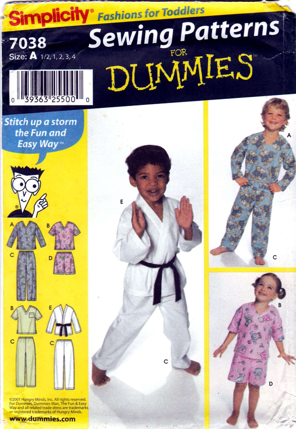 Simplicity 7038 Toddler Girls Boys Top Pants Shorts Jacket Sewing Pattern Sizes 1/2-1-2-3-4