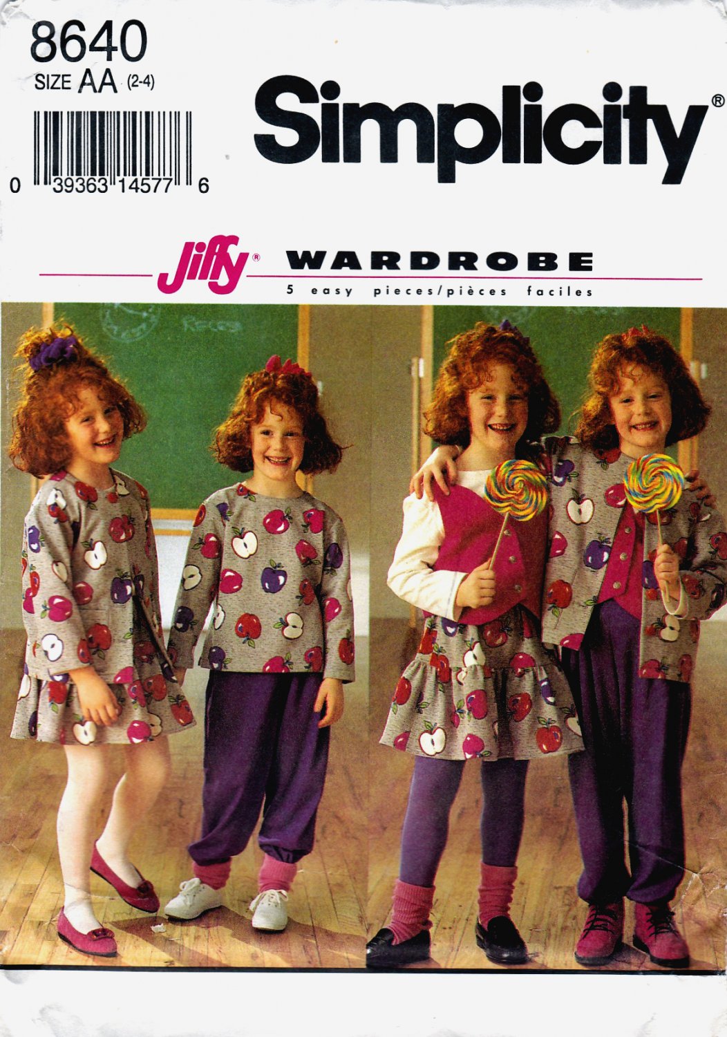Simplicity 8640 Girls Pants Skirt Top Cardigan Lined Vest Sewing Pattern Sizes 2-4