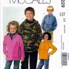 McCall’s M5229 Girls Boys Pullover Fleece Jacket Hood or Collar Sewing Pattern Sizes Xsm-Sml