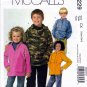 McCallâ��s M5229 Girls Boys Pullover Fleece Jacket Hood or Collar Sewing Pattern Sizes Xsm-Sml