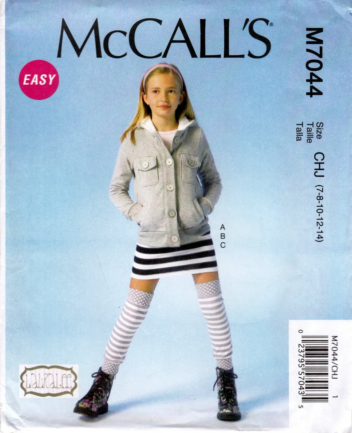 McCallâs M7044 Girls Hooded Jacket Skirt Leg Warmers Sewing Pattern Sizes 7-8-10-12-14