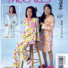 McCall’s M7045 Girls Robe Belt Top Dress Pants Sleepwear Sewing Pattern Sizes 7-8-10-12-14