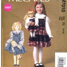 McCall's M7010 Girls Jumpers Tops 18" Matching Doll Clothes Sewing Pattern Sizes 6-7-8