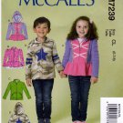 McCall's M7239 Girls Boys Unlined Jackets Front Zipper Unisex Sewing Pattern Sizes 6-7-8