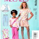McCall's M7278 Girls Dress Pullover Top Shorts Pants Children Sewing Pattern Sizes 3-4-5-6