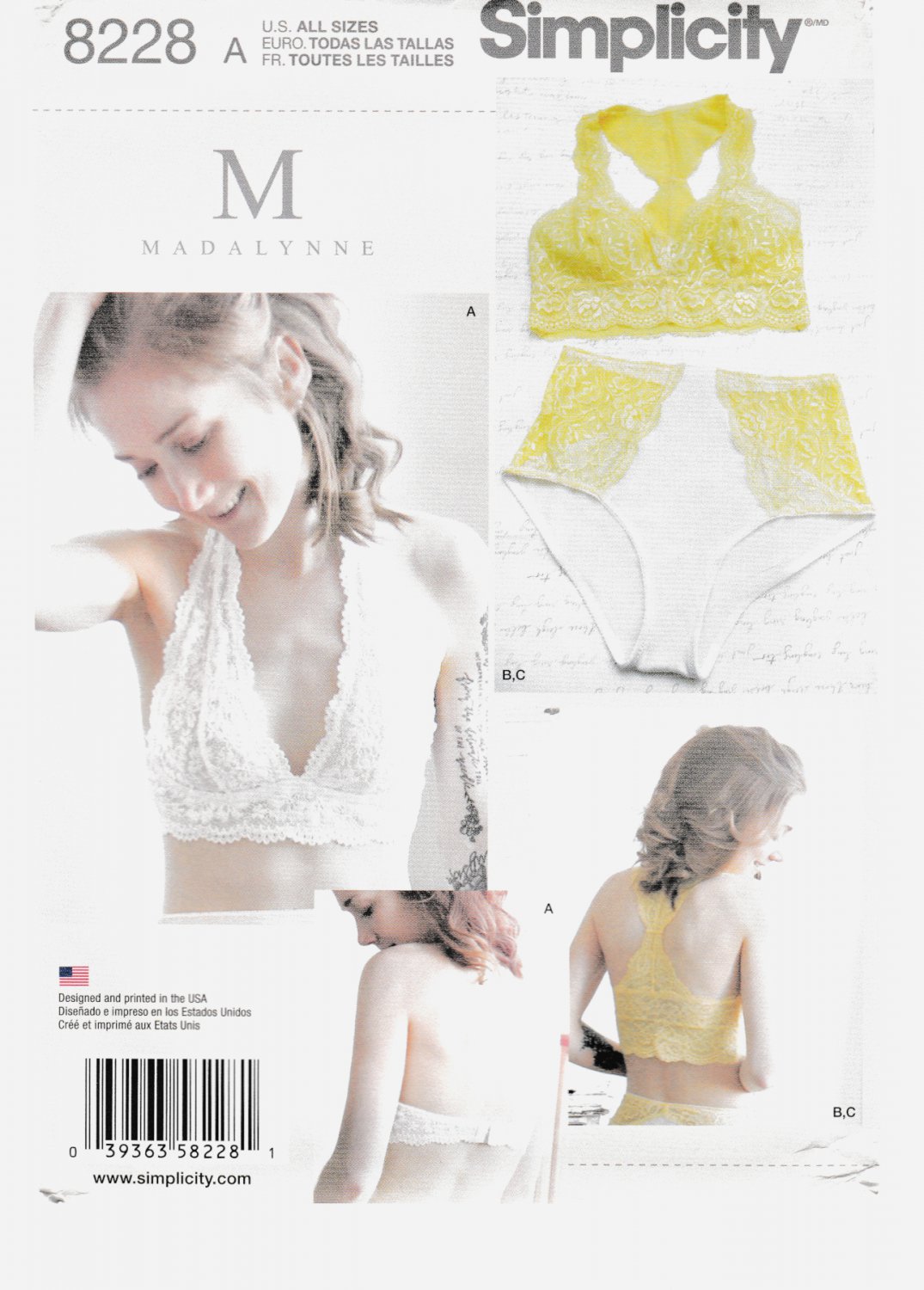 Simplicity 8228 Misses Soft Cup Bras and Panties Sewing Pattern All Sizes