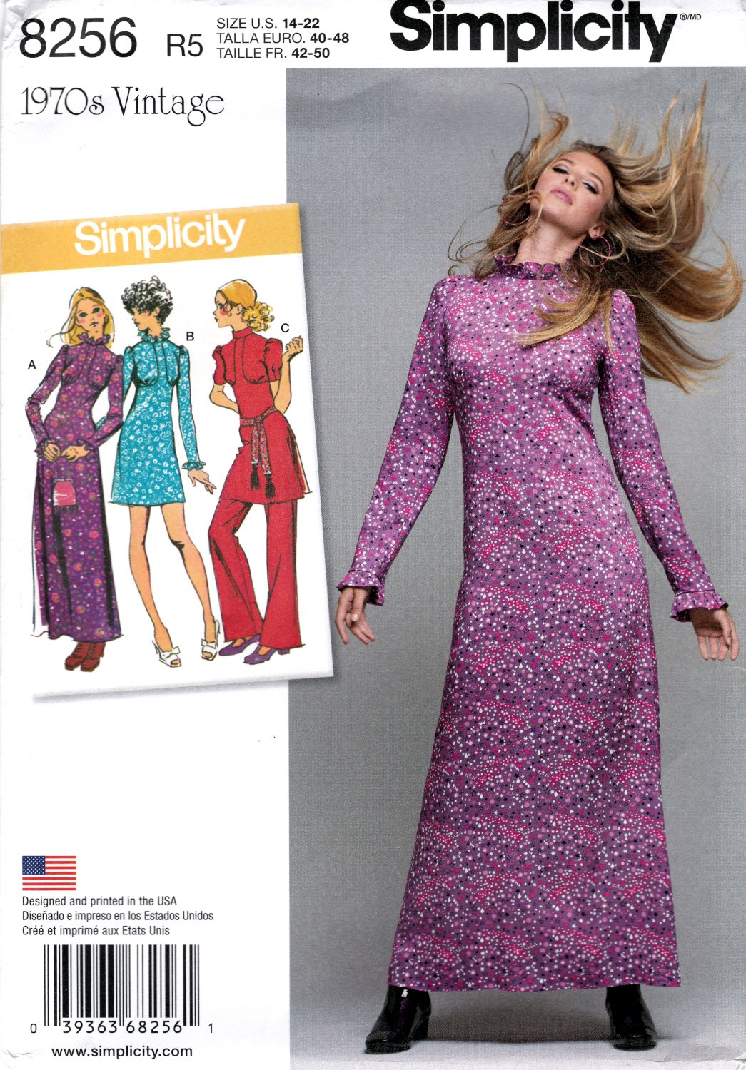 Simplicity 8256 Misses Vintage Style Dress in Two Lengths Sewing Pattern Sizes 14-22