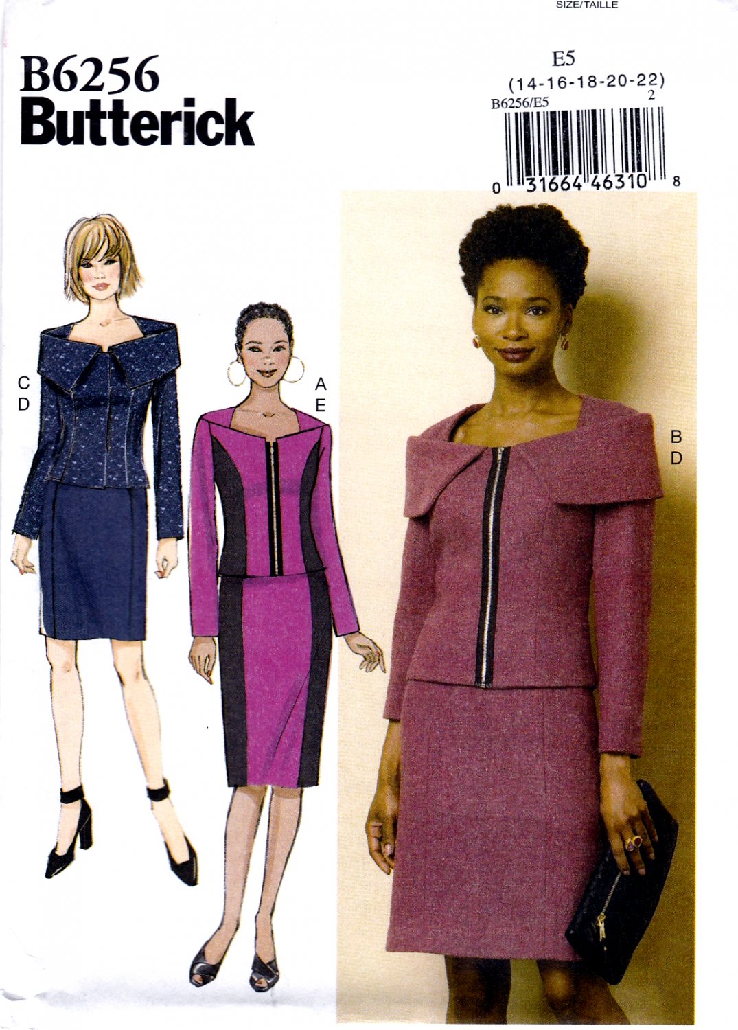 Butterick B6256 Misses Womens Jacket and Skirt Sewing Pattern Sizes 14-16-18-20-22