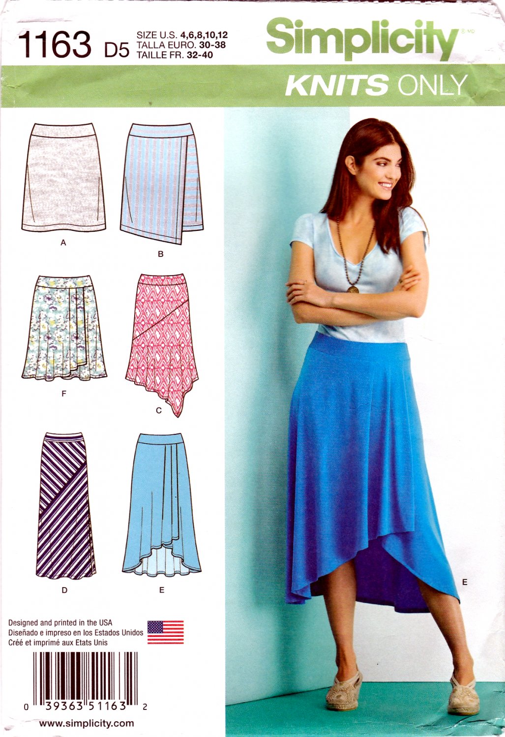 Simplicity 1163 Misses Skirts with Length Variations Sewing Pattern Sizes 4-6-8-10-12
