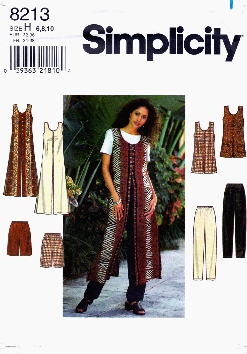 Simplicity 8213 Misses Vests and Pants or Shorts Varying Lengths Sewing Pattern Sizes 6-8-10