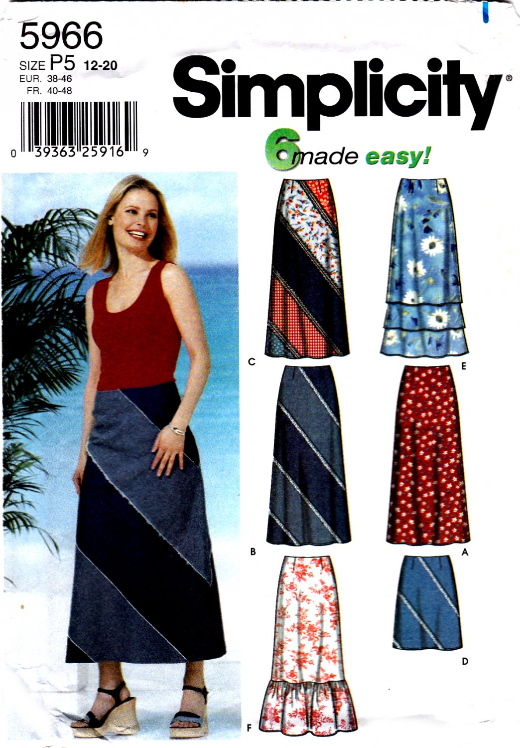 Simplicity 5966 Misses Skirts In Two Lengths Sewing Pattern Sizes 12-20