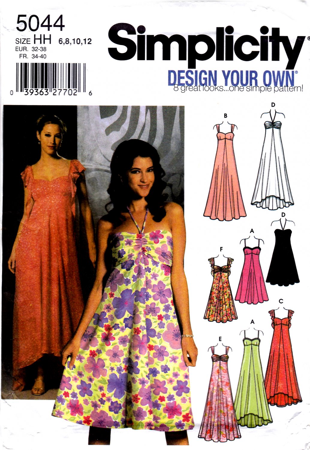 Simplicity 5044 Misses Evening or Casual Dress Design Your Own Sewing Pattern Sizes 6-8-10-12