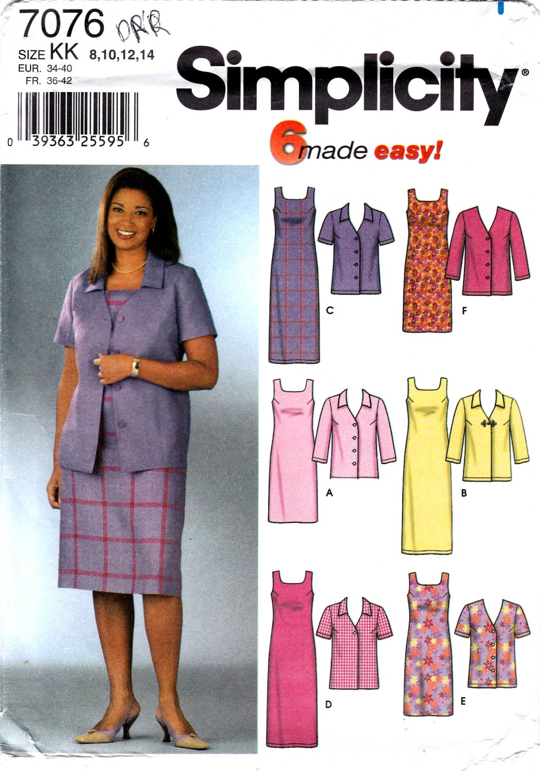 Simplicity 7076 Misses Petite Jacket Dress Two Lengths Sewing Pattern Sizes 8-10-12-14