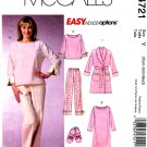 McCall's M4721 Misses Petite Robe Belt Top Pants Gown Slippers Sewing Pattern Sizes Xsm-Sml-Med