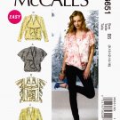 McCall's M6651 Misses Pullover Tops Very Loose Fit Sewing Pattern Sizes 8-10-12-14-16