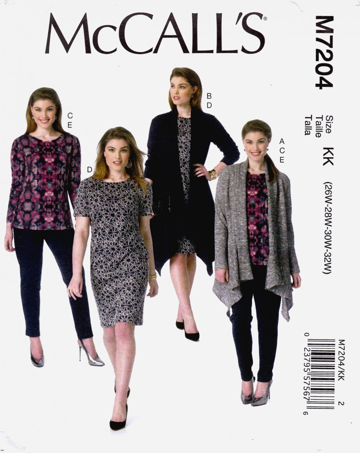 McCall's M7204 Womens Jackets Top Dress Pants Sewing Pattern Sizes 26W-28W-30W-32W