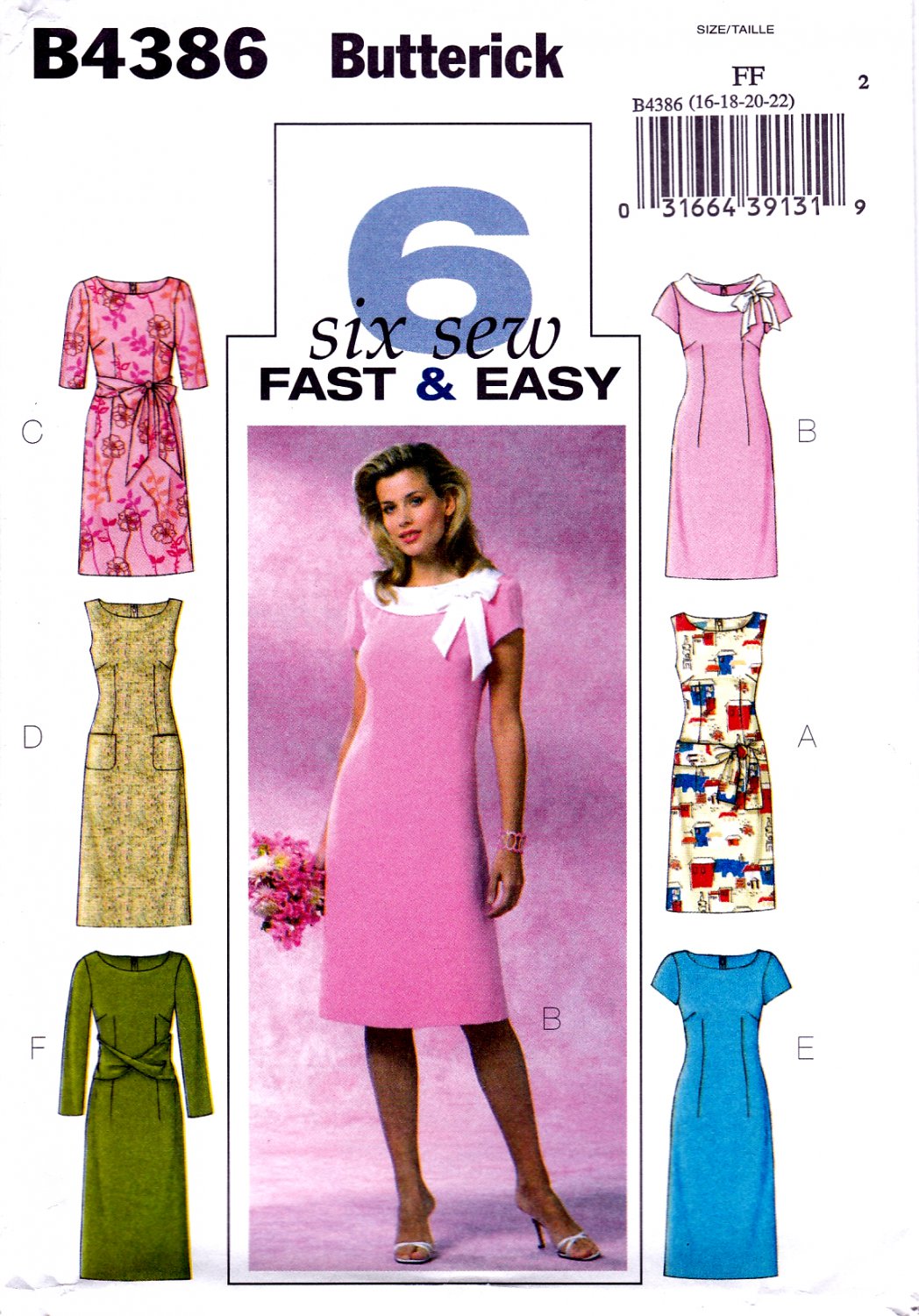 Butterick B4386 Misses Womens Petite Dresses Sewing Pattern Sizes 16-18-20-22