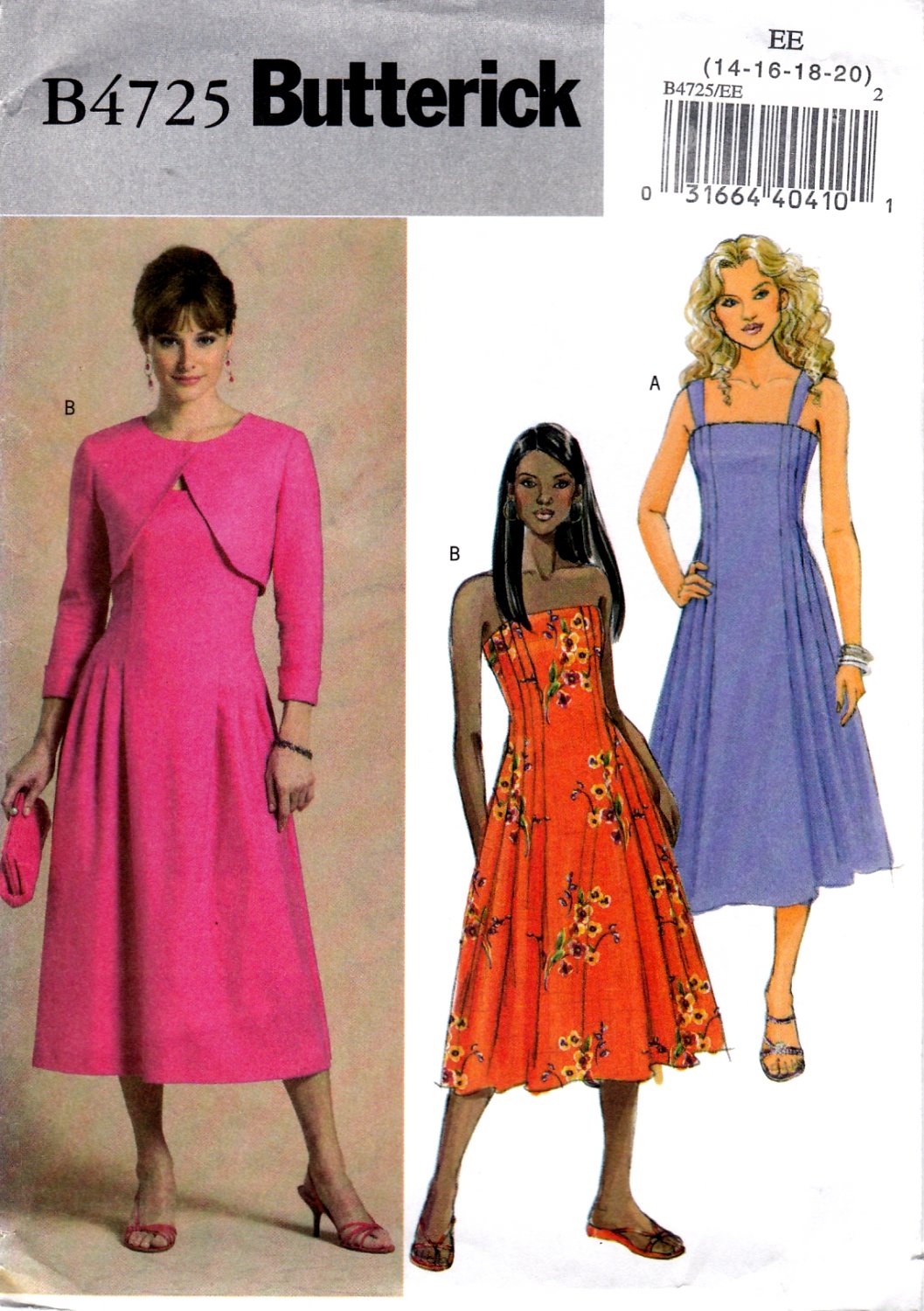 Butterick B4725 Misses Shrug and Dress Sewing Pattern Sizes 14-16-18-20