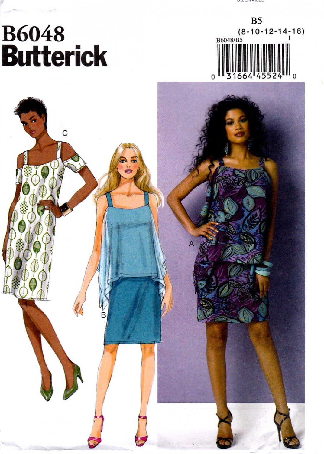 Butterick B6048 6048 Misses Dress Fitted Pullover With Straps Sewing Pattern Sizes 8-10-12-14-16