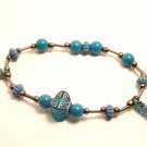 Turquoise Colored Glass Stretch Beaded Bracelet