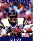 1986 SAN DIEGO CHARGERS  FOOTBALL SCHEDULE DAN FOUTS