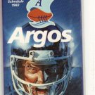 1982 TORONTO ARGONAUTS CFL FOOTBALL SCHEDULE