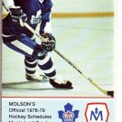 1978-79 TORONTO MAPLE LEAFS HOCKEY SCHEDULE SITTLER SALMING