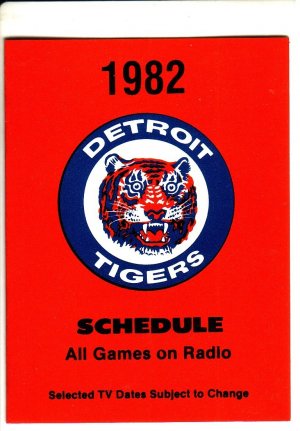 1982 DETROIT TIGERS BASEBALL SCHEDULE