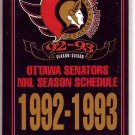 1992-93 OTTAWA SENATORS HOCKEY SCHEDULE