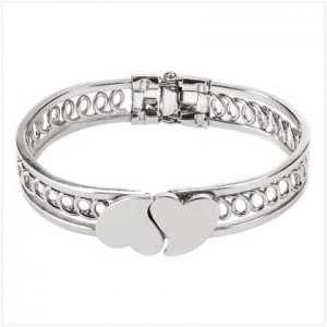 Double Heart Bangle Bracelet  #12012