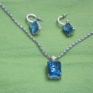 blue crystal pendant & earrings