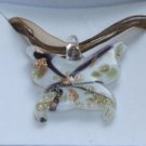 white butterfly glass necklace with gold speckles