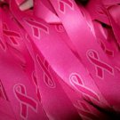 LOT OF 100 SATIN HOT PINK RIBBON BREAST CANCER BREAKAWAY LANYARDS