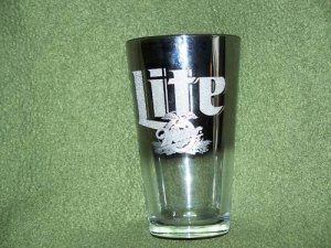 Rare Miller Lite Stainless-Look Glass Mint Condition