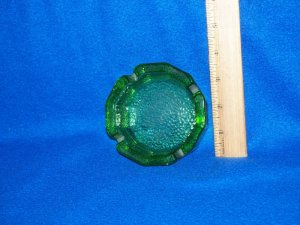 Vintage Ash Tray Depression Glass Green Polygon Ashtray
