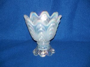 Fenton Opalescent Vase Hand Made Art Glass W/ Paper Tag