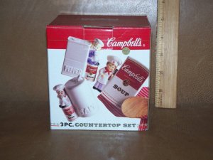 Campbell's Soup 3 Pc Set - Salt, Pepper, Spoonrest MIB