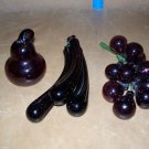 Vintage Hand Blown Purple Amethyst Art Glass Fruit Set