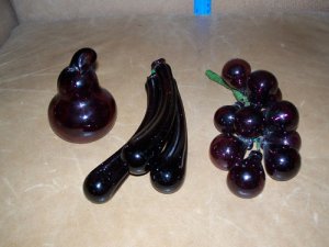 Vintage Hand Blown Purple Amethyst Art Glass Fruit Set