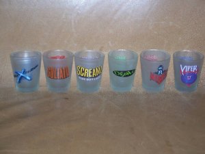 Six Flags Rides Shot Glasses Set SIX Goliath Viper Etc.