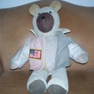 HTF Suede Bear with Leather USA  American Flag Jacket